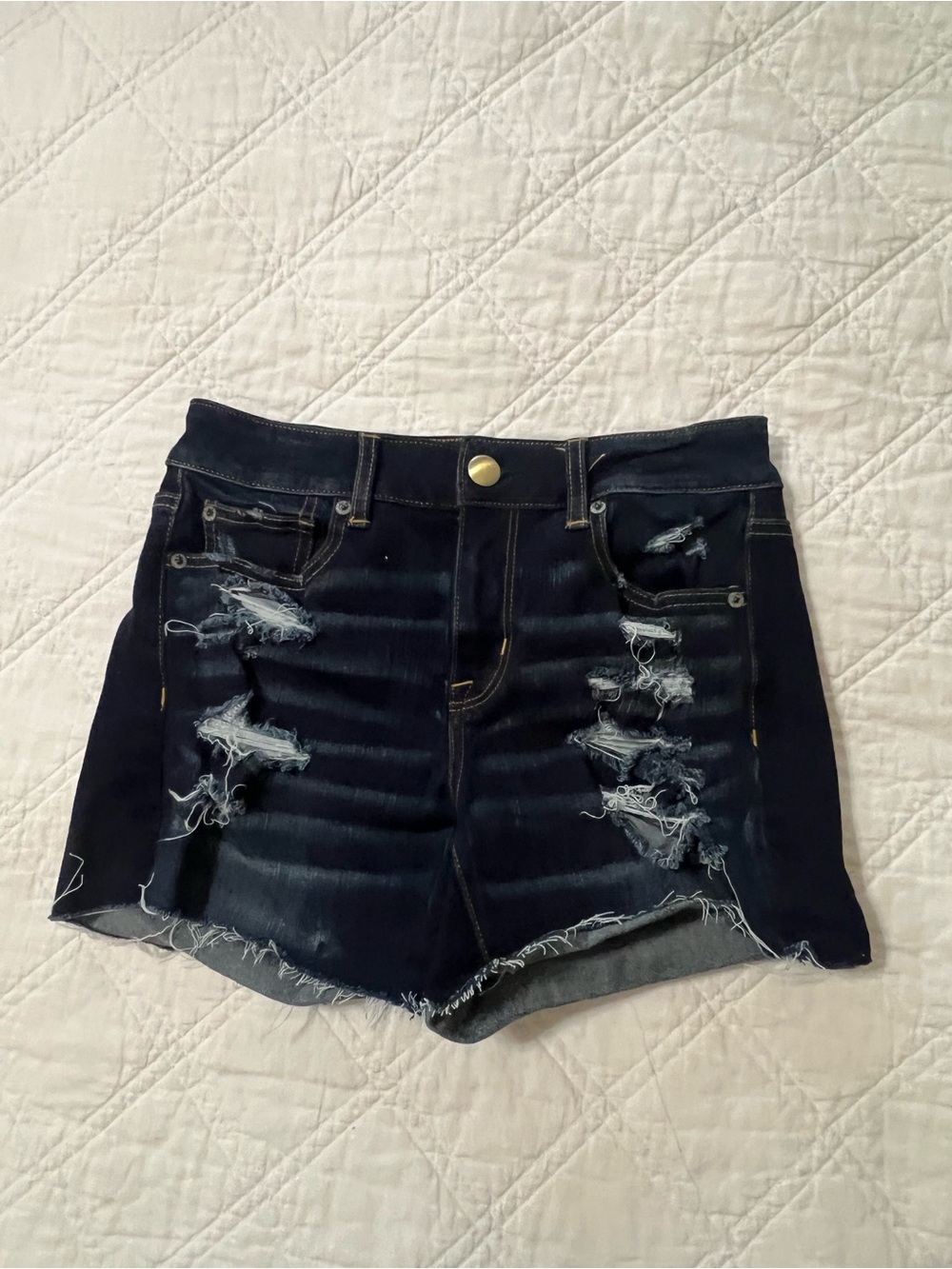 American Eagle Outfitters Dark Indigo Distressed Denim Cutoff Shorts